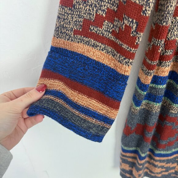 NWT Spense Knits Tribal Print Long Open Front Cardigan Sweater Size Medium M NEW - Picture 4 of 11